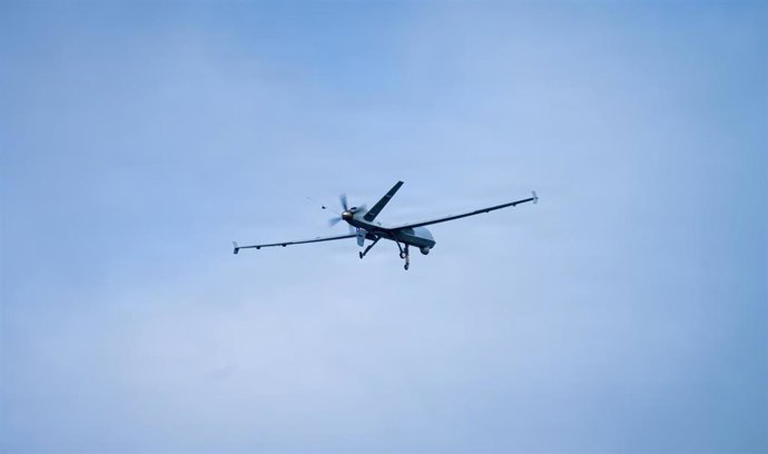 Dron MQ-) Predator del Ejército de Estados Unidos en Islandia, en una fotografía de archivo  