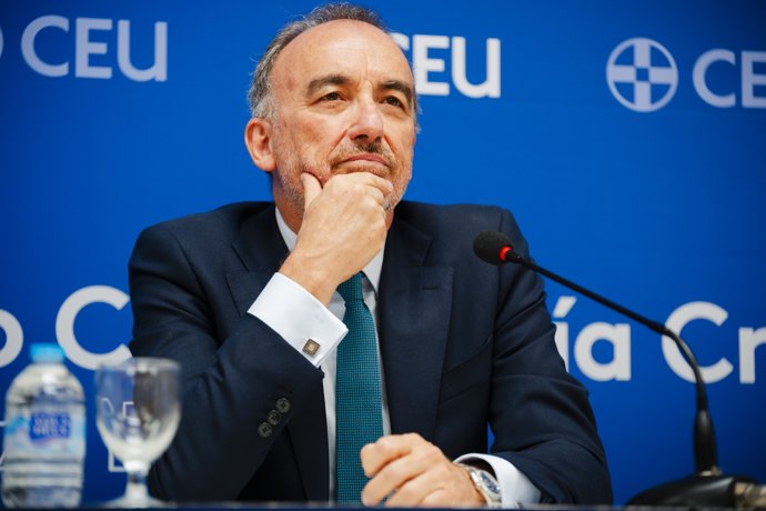 El magistrado del Tribunal Supremo Manuel Marchena durante la ponencia 'La participación ciudadana en la administración de justicia: acción popular y jurado', en el Real Centro Universitario Escorial - María Cristina, a 13 de julio de 2026, en San 