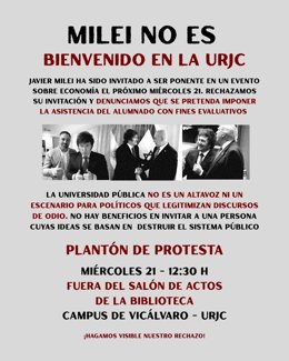 Convocan una protesta universitaria contra la participación de Milei "y su agenda propagandística" en un acto en la URJC