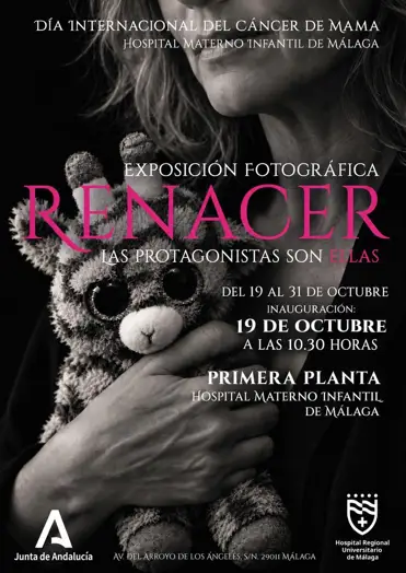 Cartel de 'Renacer' en el Hospital Materno Infantil de Málaga.
