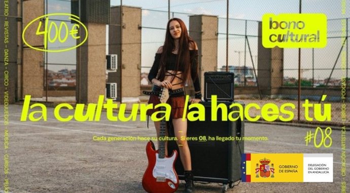 Detalle de un cartel sobre el Bono Cultural Joven.