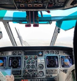 Interior de un helicóptero del Plan Infoca