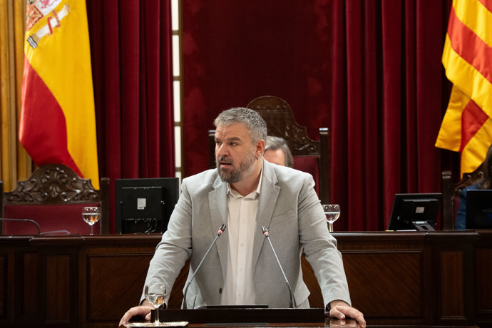 El diputado de MÉS Per Mallorca Lluis Apesteguia interviene durante la segunda jornada del Debate de Política General de Baleares, en el Parlament 