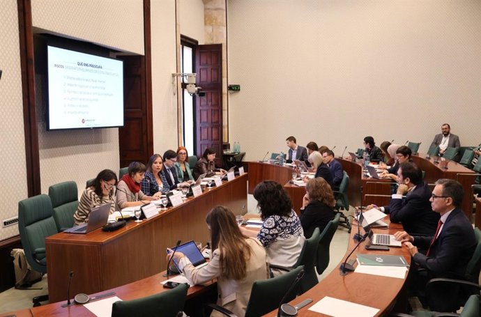 Miembros de Aixeca el Cap en el Parlament este martes