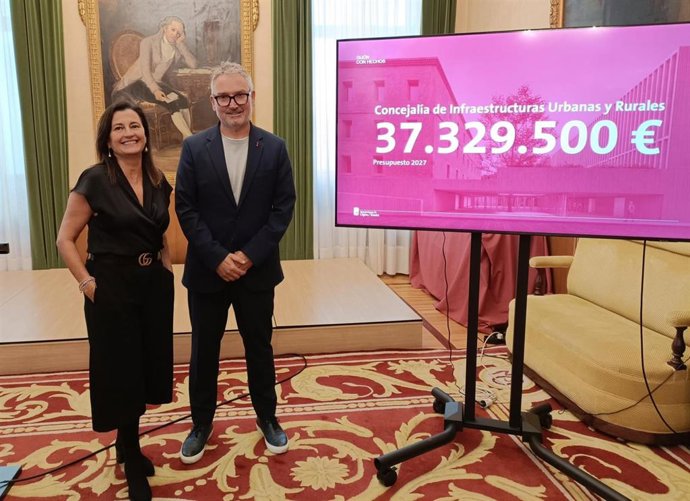 El Concejal De Infraestructuras Urbanas Y Rurales Del Ayuntamiento De Gijón, Gilberto Villoria, Junto A La Arquitecto Jefe, Presenta El Presupuesto De Su Concejalía Para 2027.