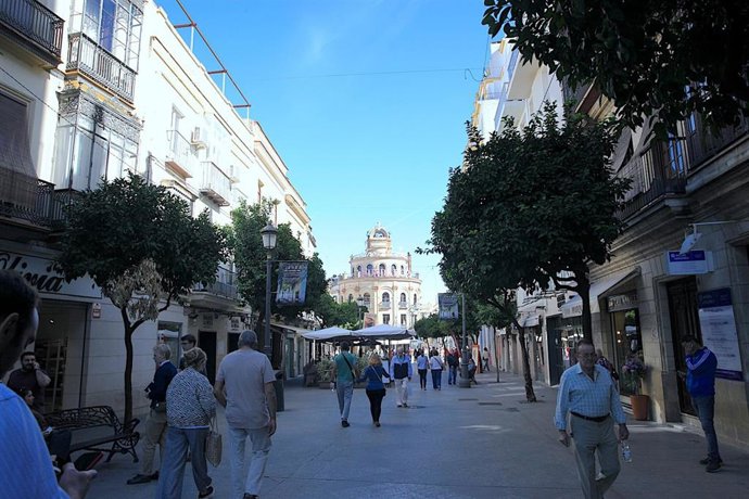 Vista de la calle Lancería, en el centro de Jerez de la Frontera (Cádiz)