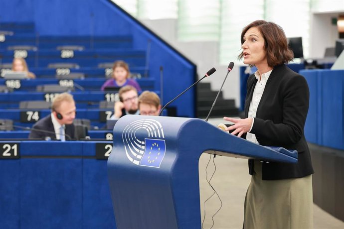 Oihane Agirregoitia en la Eurocámara.