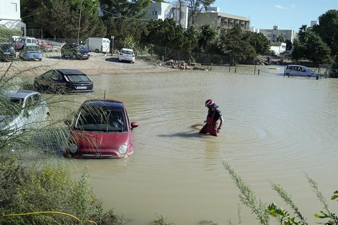 Imágenes de inundaciones en Formentera provocadas por la dana Adam.