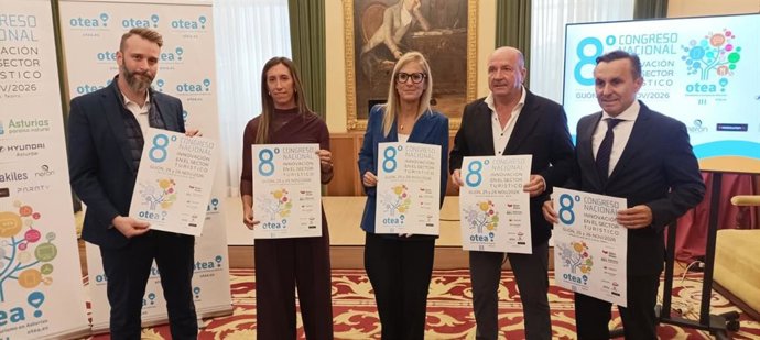 Presentación, en el Consistorio gijonés, del VIII Congreso Nacional de Innovación en el Sector Turístico, que se celebrará en Gijón los próximos 25 y 26 de noviembre.