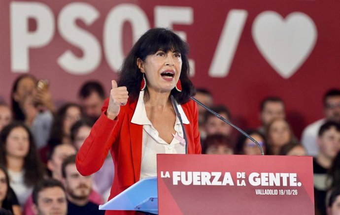 La ministra de Igualdad, Ana Redondo, durante un acto político de precampaña, en la Cúpula del Milenio, a 19 de octubre de 2026, en Valladolid, Castilla y León (España). 
