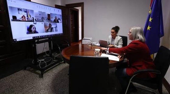 La secretaria de Estado de Vivienda y Agenda Urbana, Leire Iglesias, y la directora general de Vivienda y Suelo, Inés Sandoval, en un encuentro con representantes de las comunidades autónomas.