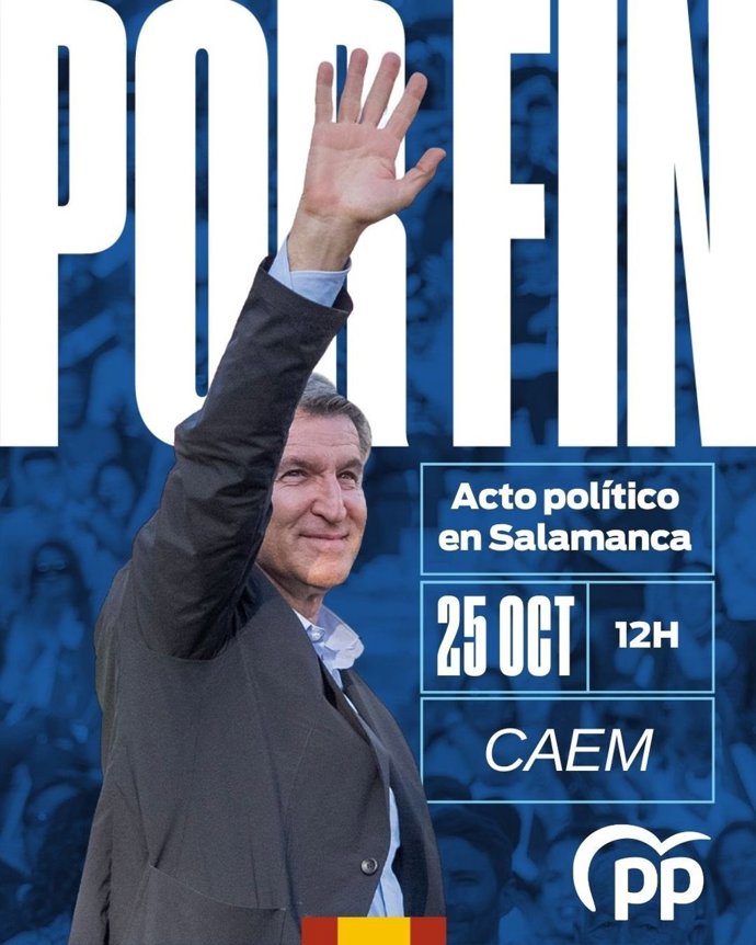 El presidente del PP, Alberto Núñez Feijóo, visitará Salamanca este domingo para participar en un acto del PP en el CAEM