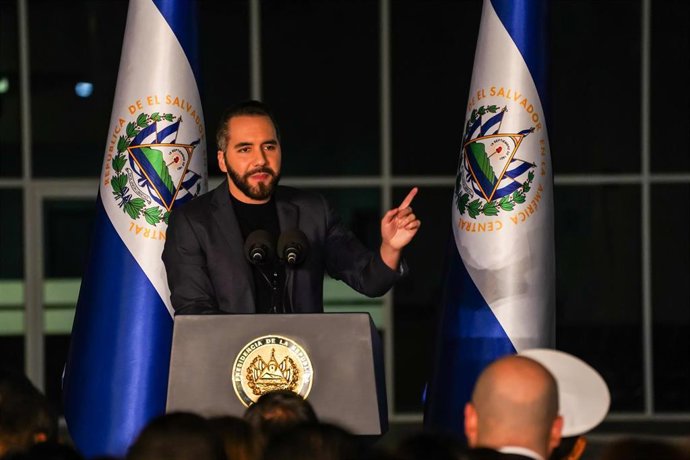 Archivo - El presidente de El Salvador, Nayib Bukele, durante un discurso.