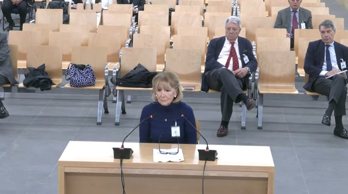 La expresidenta de la Comunidad de Madrid Esperanza Aguirre, durante su comparecencia en la Audiencia Nacional