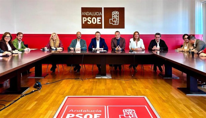 El secretario general del PSOE de Sevilla, Javier Fernández, preside la primera reunión del comité electoral de cara al 29N