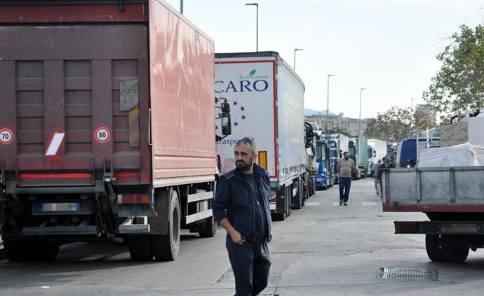 Imagen de archivo de los bloqueos de transportistas en Italia. 