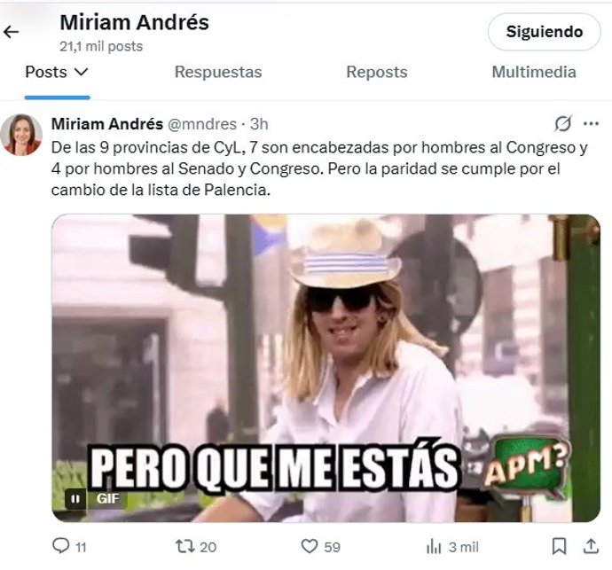 Captura del perfil de X de la alcaldesa de Palencia.