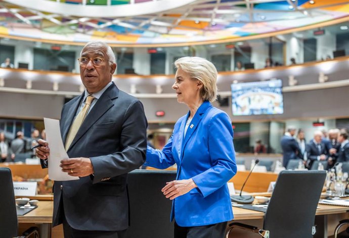 La presidenta de la Comisión Europea, Ursula von der Leyen, y el presidente del Consejo Europeo, António Costa, durante el Consejo Europeo celebrado en octubre de 2026 en Bruselas