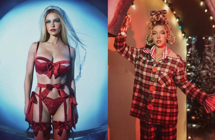 Sydney Sweeney incendia las redes con un provocativo anuncio navideño de lencería