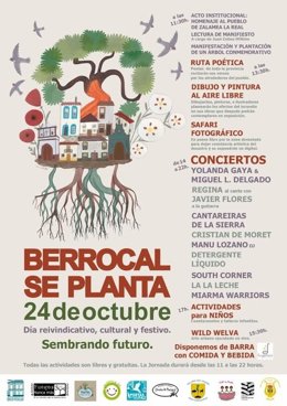 Cartel de la jornada reivindicativa, festiva y cultural 'Berrocal se planta'.