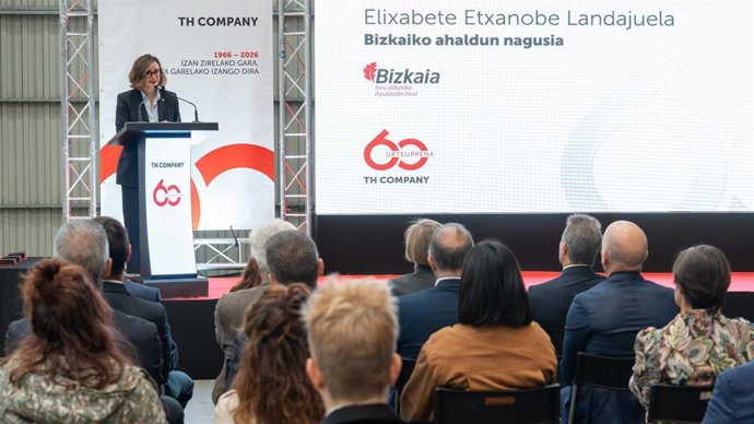 La diputada general de Bizkaia Elixabete Etxanobe en el acto de conmemoración del 60 aniversario de TH Company