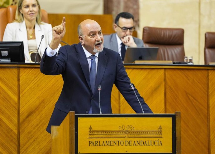 El diputado de Vox, Ricardo López Olea, en una intervención en el Parlamento de Andalucía.