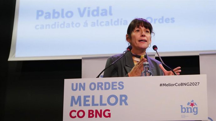 La portavoz nacional del BNG, Ana Pontón, durante el acto de Ordes.