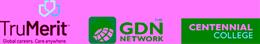 Logos de TruMerit, Centennial College y GDN Network