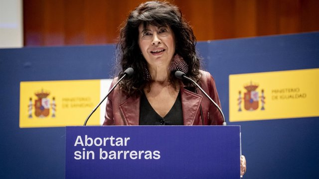 La ministra de Igualdad, Ana Redondo, interviene durante el acto ‘Abortar sin barreras: del reconocimiento del derecho a la garantía efectiva del acceso’, en la sede del Ministerio de Sanidad, a 28 de septiembre de 2026, en Madrid (España).