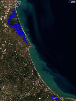 Las imágenes de satélite revelan la huella territorial de la dana Adam en la Albufera y los cauces fluviales