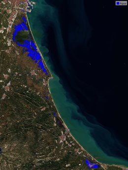 Les imatges de satèl·lit revelen la petjada territorial de la dana Adam en l'Albufera i llits fluvials