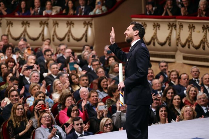 El futbolista argentino Leo Messi durante la entrega de los Premios Princesa de Asturias 2026 