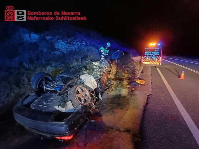 Herido grave un joven de 21 años tras salirse de la vía en Ujué, a 23 de octubre de 2026.