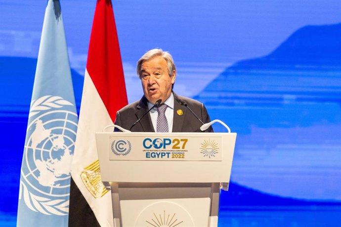 Archivo - El secretario general de la ONU, António Guterres durante la Conferencia de las Naciones Unidas sobre el Cambio Climático de 2022 (COP27), celebrada en Sharm al Sheikh, Egipto