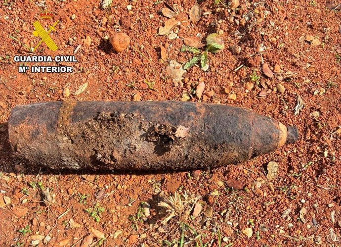 Un proyectil de artillería originario de la Guerra Civil en Abánades