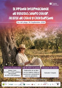 Cartel del IX Premio Internacional de Relatos sobre Olivar, Aceite de Oliva y Oleoturismo.
