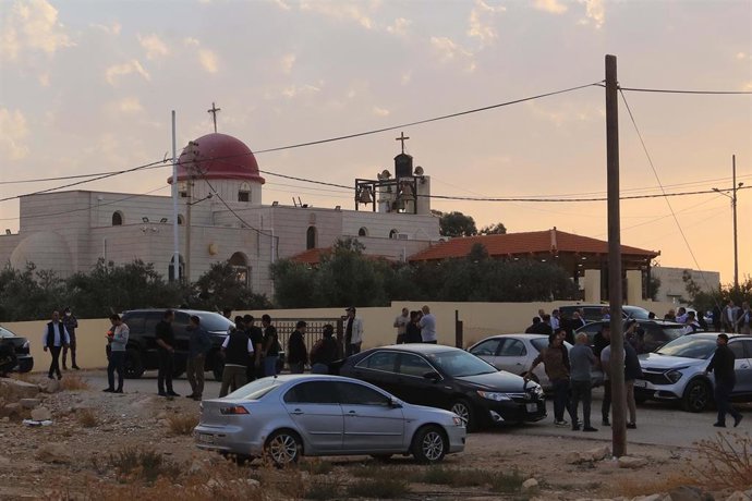 Iglesia donde se produjo un tiroteo durante un funeral en la provincia de Karak, al sur de Jordania, el 23 de octubre de 2026