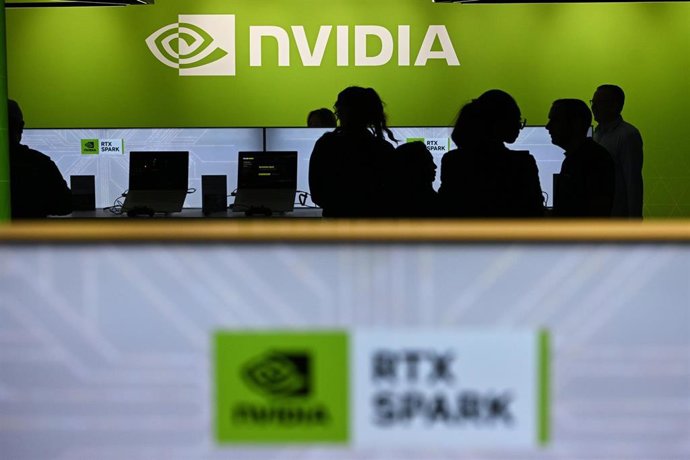 16 October 2026, Berlin: Nvidia is celebrating the launch of a new RTX Spark laptop at Xperion on Alexanderplatz. A new chip from the U.S. chipmaker has been developed to run AI models. Photo: Jens Kalaene/dpa
