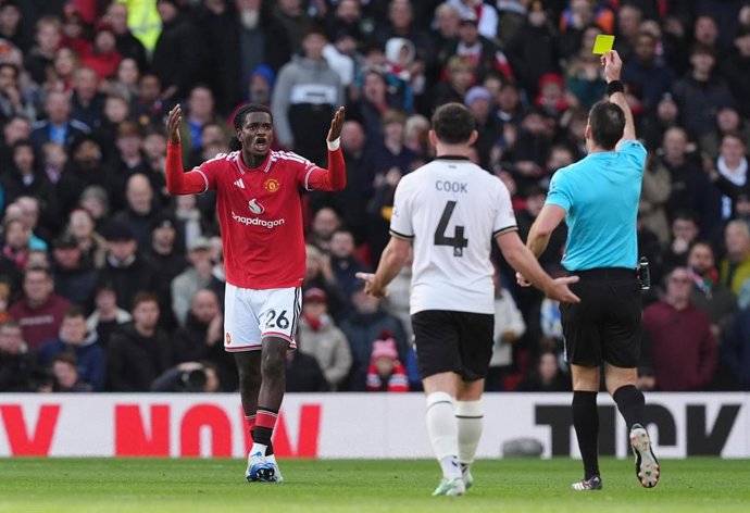 Ayden Heaven durante el Manchester United-AFC Bournemouth en Old Trafford