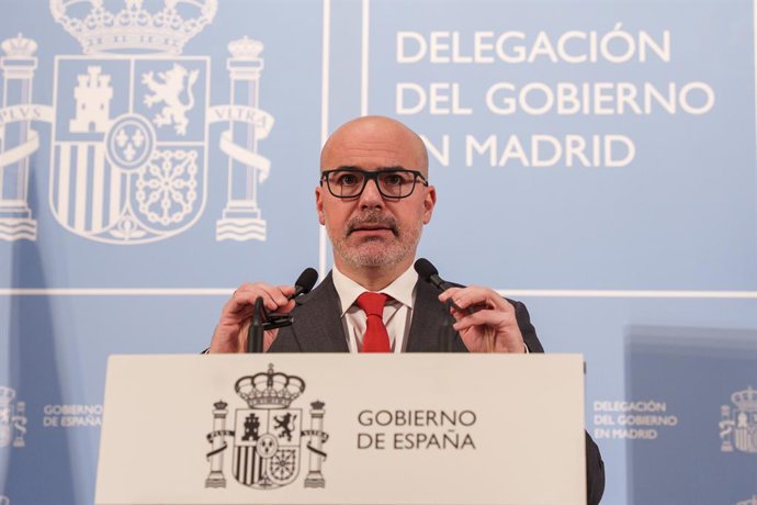 Archivo - El delegado del Gobierno en la Comunidad de Madrid, Francisco Martín, durante una rueda de prensa, en la sede de la Delegación del Gobierno, a 20 de febrero de 2026, en Madrid (España). Durante la rueda el delegado del Gobierno ha presentado el 