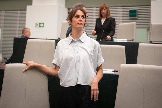 La portavoz de Más Madrid en el Ayuntamiento, Rita Maestre, durante un Pleno extraordinario en el Palacio de Cibeles, a 8 de octubre de 2026, en Madrid (España).