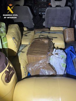 Alijo de droga incautada por la Guardia Civil en Antigua, en la isla de Fuerteventura