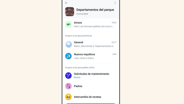 Recurso de comunidad de WhatsApp
