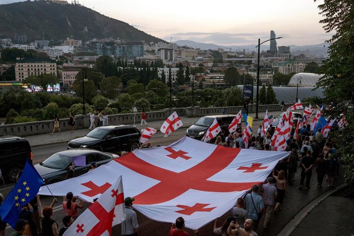 Archivo - Imagen de archivo de protestas en Tiflis, Georgia. 