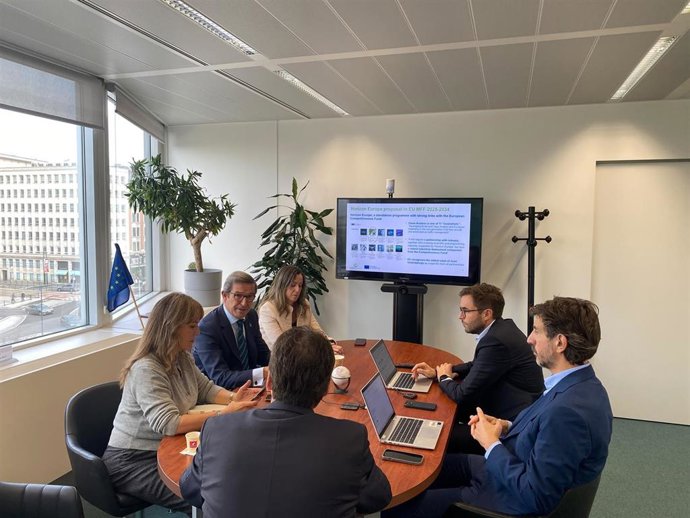 El consejero de Universidad, Industria, Energía e Innovación, Jorge Paradela, en una reunión en Clean Aviation (Bruselas).