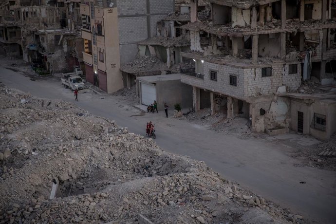 Archivo - May 28, 2025, Damascus, Syria: An aerial street view in Tadamon, a neighbourhood in Syrian capital Damascus. Human bones are still being found in Tadamon, the site of an infamous 2013 massacre, months after the Assad regime fell.