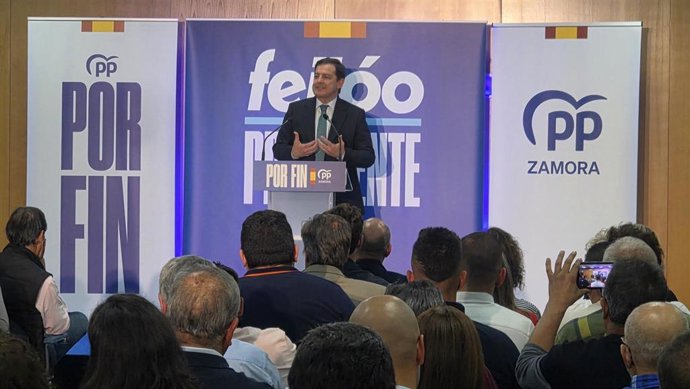 El presidente del PP de Castilla y León, Alfonso Fernández Mañueco, durante el acto celebrado en Zamora.