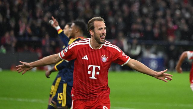 Harry Kane celebra un gol con el Bayern Múnich