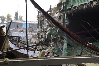 October 22, 2026, Kyiv, Ukraine: An Epicentr K home improvement hypermarket in the Obolonskyi district is damaged by a Russian attack, Kyiv, Ukraine, October 22, 2026. On Thursday night, Russian forces struck the Ukrainian capital with ballistic missiles 