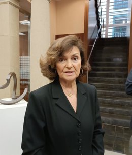La presidenta del Consejo de Estado, Carmen Calvo, visita el Consejo Consultivo del Principado de Asturias, en Gijón.